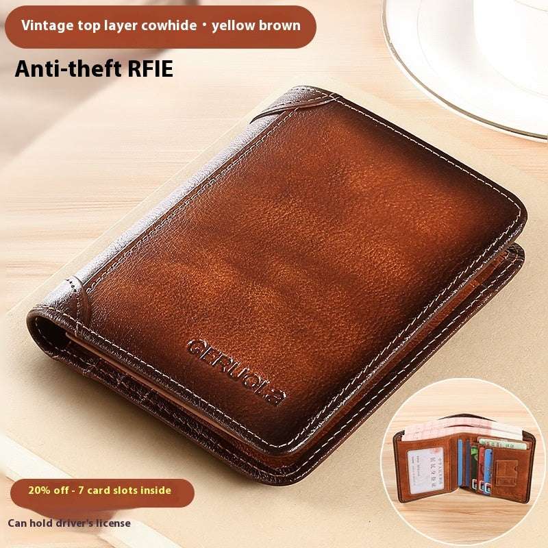 Ultra-Thin Genuine Leather Wallet Genuine Leather Anti-theft Swiping Ultra | Ectron Online