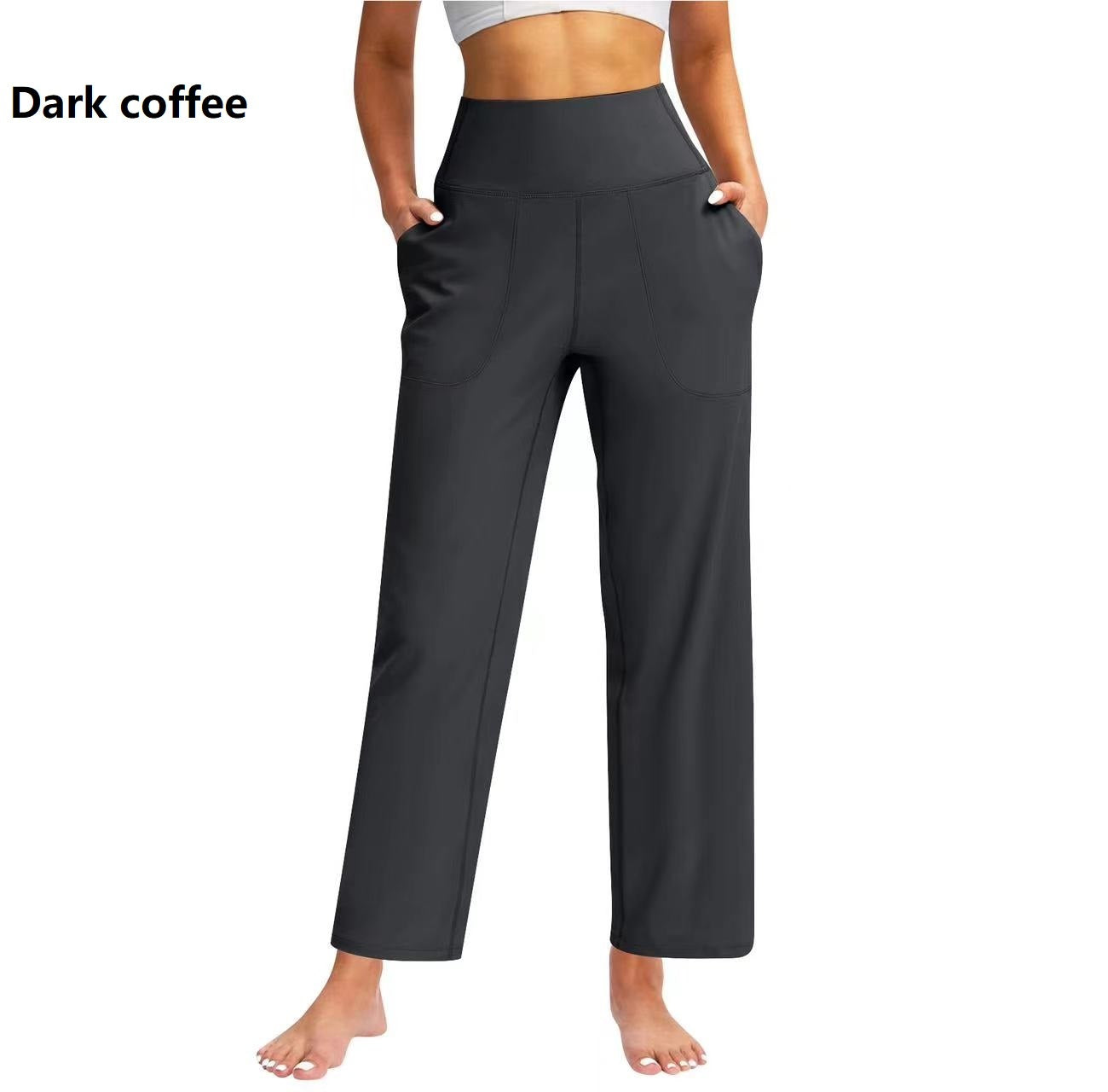 Women's High Waist Pure Color Draping Effect Straight Casual Trousers Women's High Waist Pure Color Draping Ef | Ectron Online