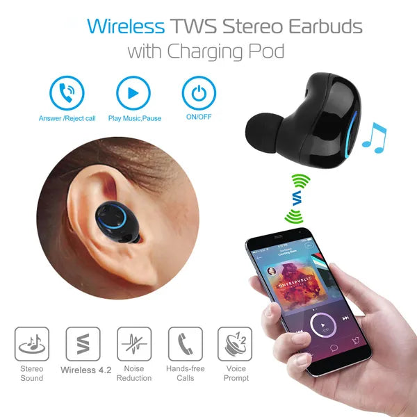 TWS Wireless Stereo Earbuds | Hi-Fi Sound Bluetooth Headphones