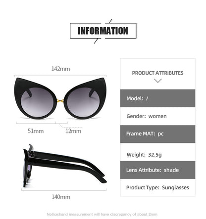 Women's Retro Cat Eye Sunglasses Large Rim Sunglasses