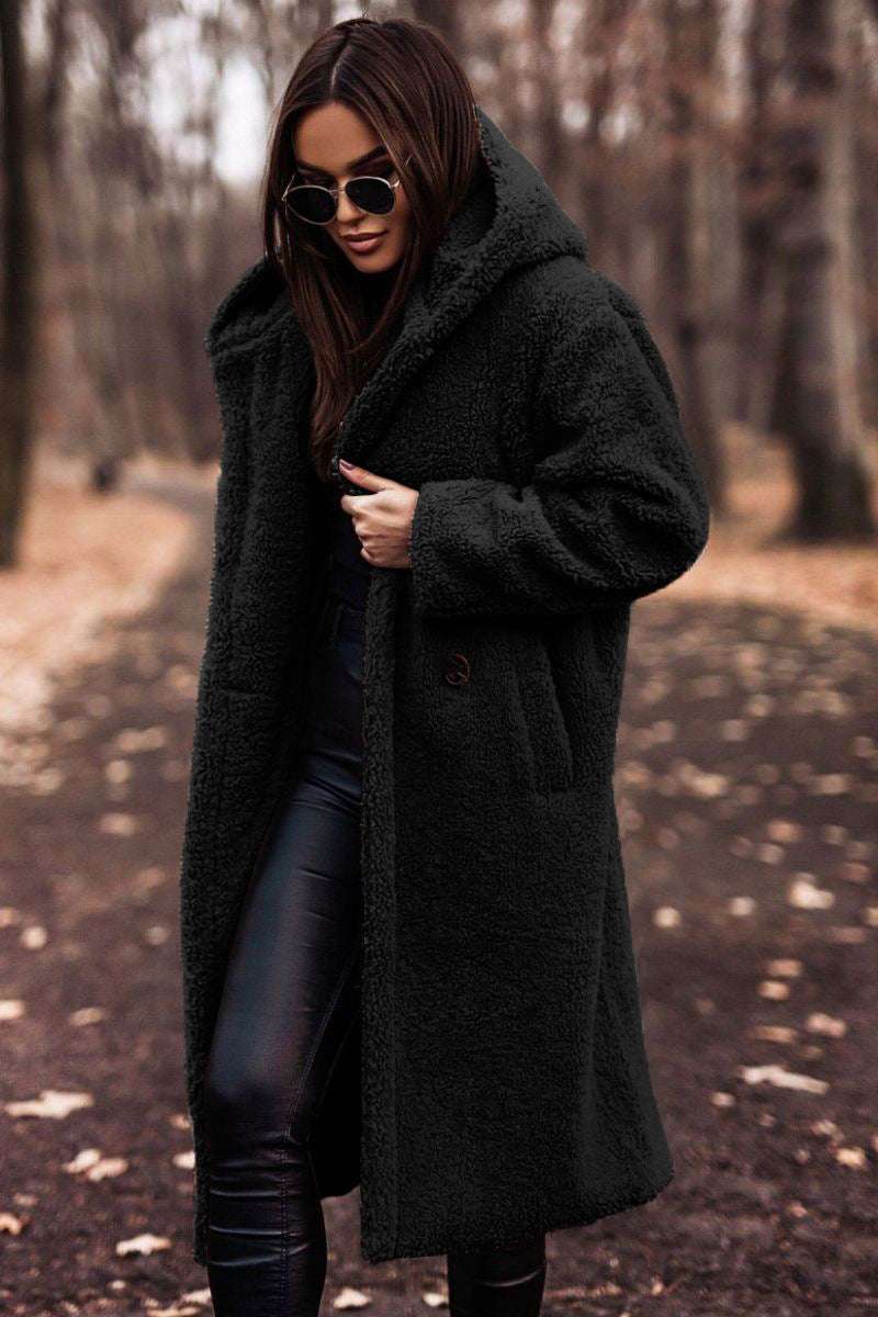 Women's Elegant Faux Fleece Long Teddy Coat Autumn Winter Fashion Elegant Long Coat | Ectron Online