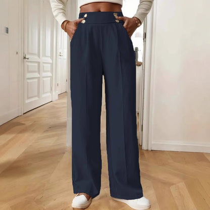 Women's Special-Interest Design Straight-Leg Pants | Solid Color Edit Straight-leg Pants Women's Special-inter | Ectron Online