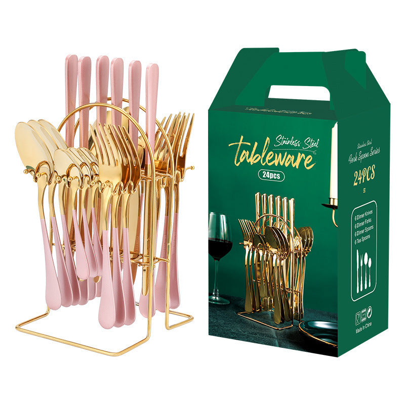 Stainless Steel Knife, Spoon & Fork Utensil Set Gold Dinnerware Set Stainless Steel Tabl | Ectron Online