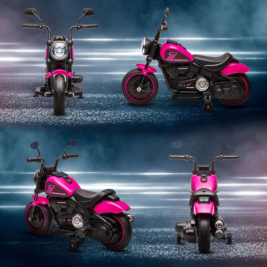 6V Kids Electric Motorcycle with Training Wheels - Pink Toddler Trike 6V Kids Motorcycle w/ Training Wheels, S | Ectron Online