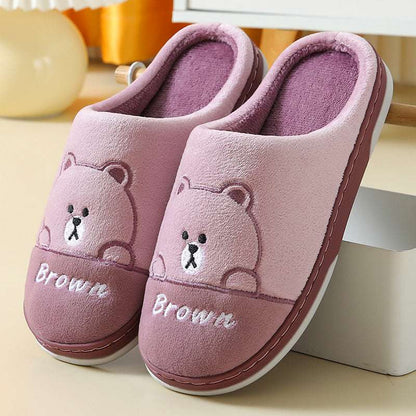 Cute Bears Plush Slippers – Warm Winter Non-slip House Shoes Cute Bears Slippers Warm Winter House Sh | Ectron Online