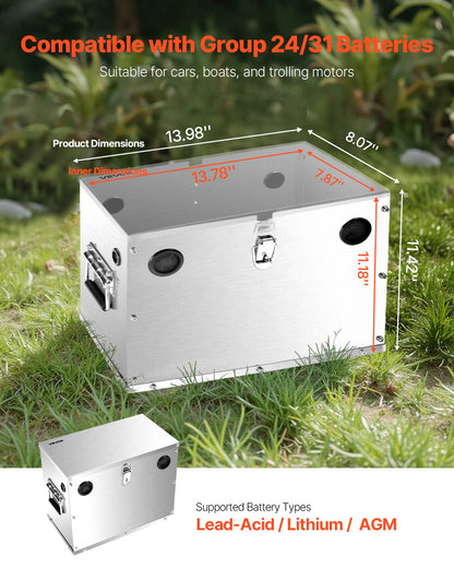 Stainless Steel Battery Box Group 24/31 | Marine & Trolling Motor Shell Battery Box Group 24/31 Stainless Steel | Ectron Online