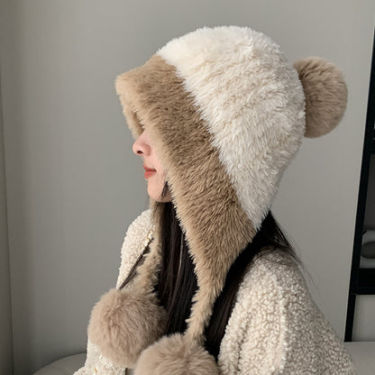 Women's Fleece-Lined Knitted Hat | Warm Ear Protection Woolen Cap Fleece-lined Thickened Knitting Hanging | Ectron Online