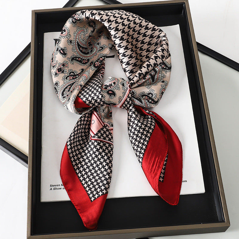 Solid Color Square Scarf - Elegance & Style Artificial Silk Striped High-grade Korea | Ectron Online