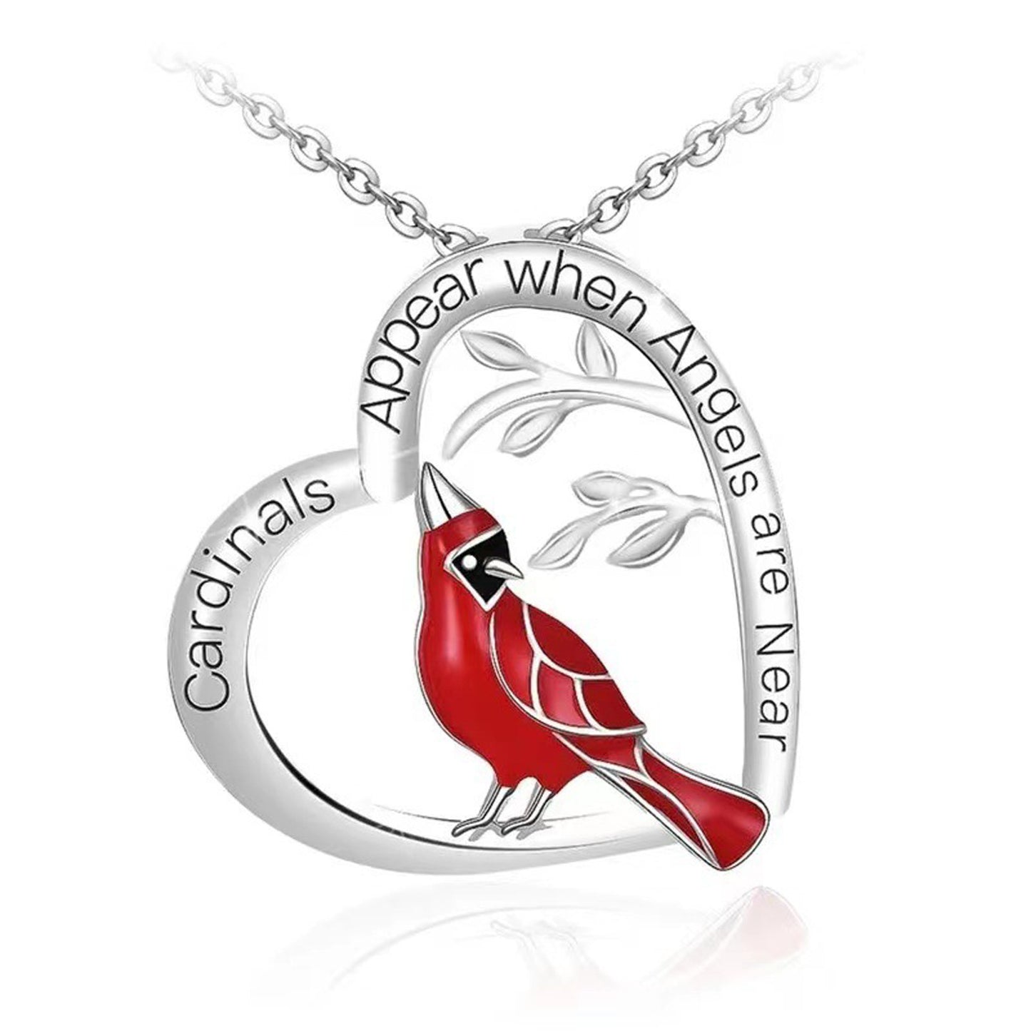 Creative Heart-Shaped Cardinal Pendant Necklace