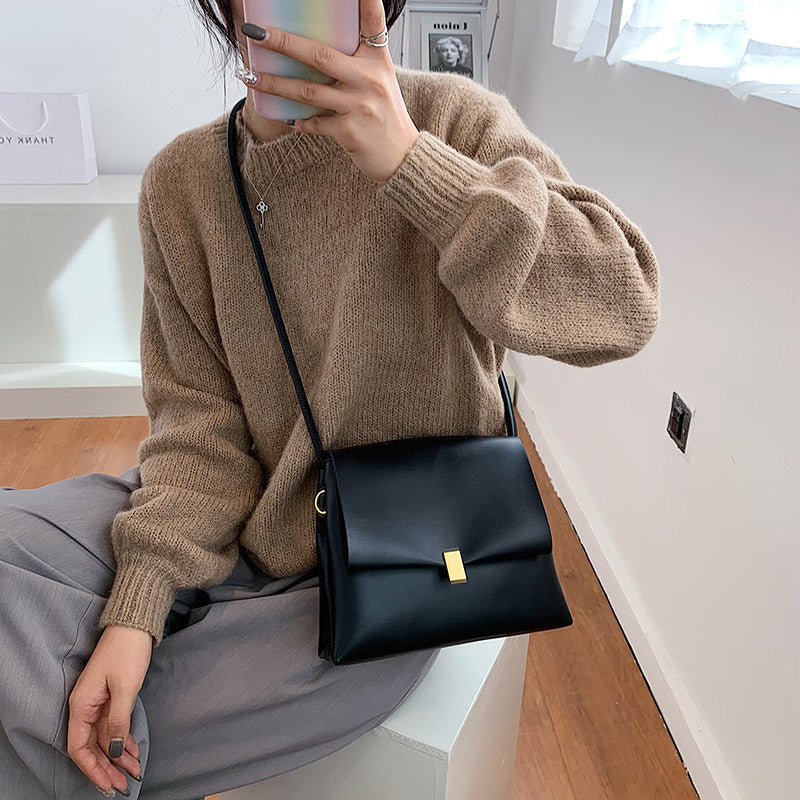 Niche design bag for women new fashion Winter retro soft leather fashion internet popular all-match shoulder bag messenger bag