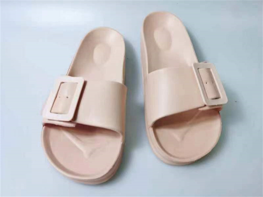 Solid Buckle Home Slippers Summer Non-slip Floor Bathroom Slipper Women Garden House Shoes Solid Buckle Home Slippers Summer Non-sl | Ectron Online