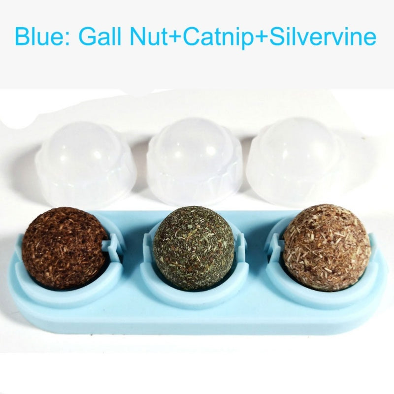 3pcs/lot Self-adhesive Rotated Catnip Lick Ball