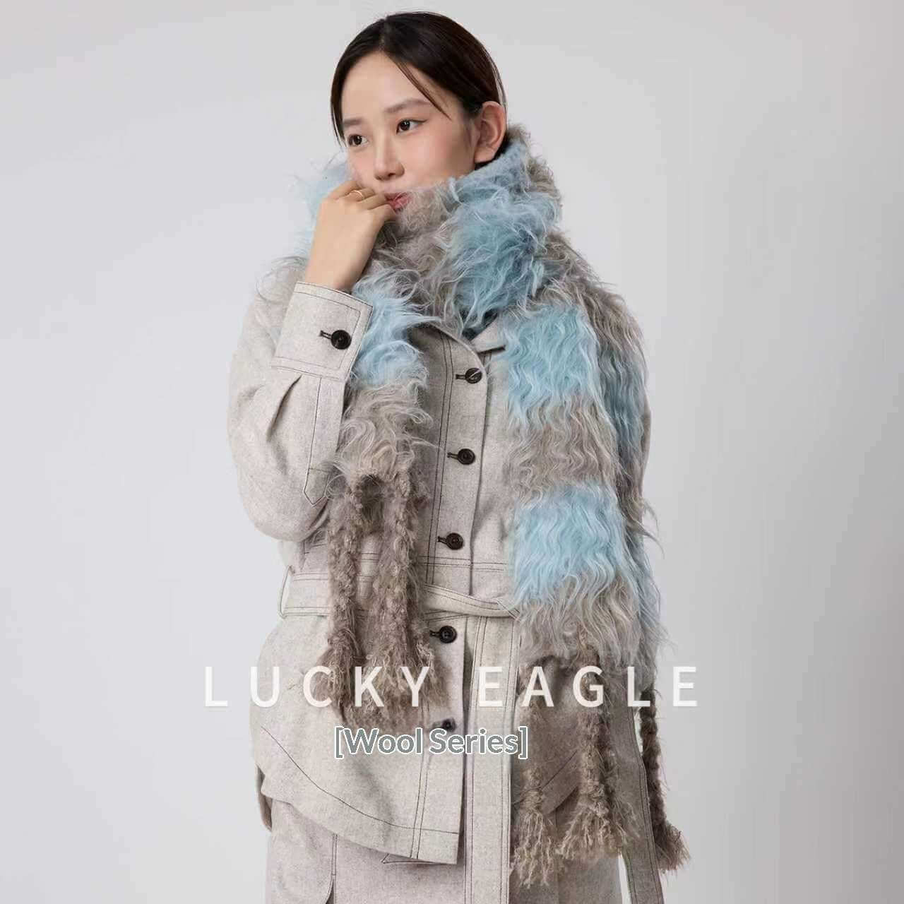 Striped Color-block Wool Scarf Warm And Thick Neck Warmer