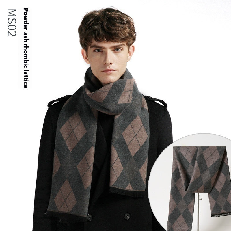 Simple Plaid Warm Keeping Artificial Cashmere Scarf Men's Scarves | Ectron Online