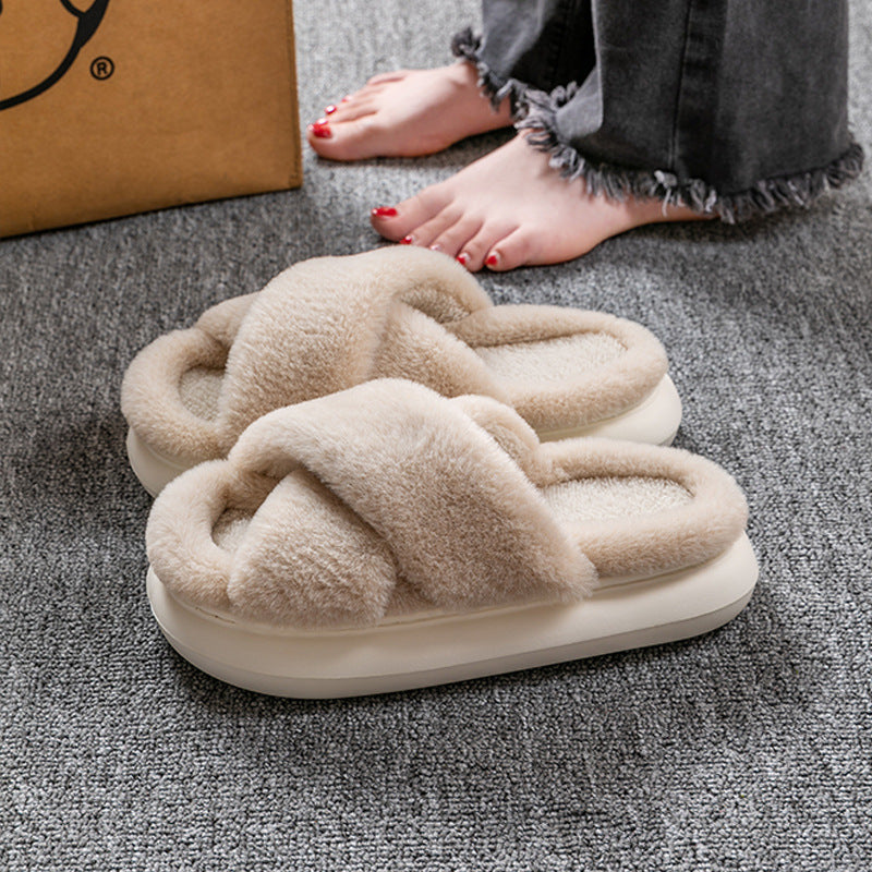 Women’s Platform Fuzzy Open Toe Slippers – Winter Indoor Slides Women's Platform Fuzzy Home Slippers Win | Ectron Online