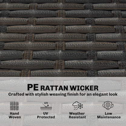Dark PE wicker weave close-up with textured braid pattern