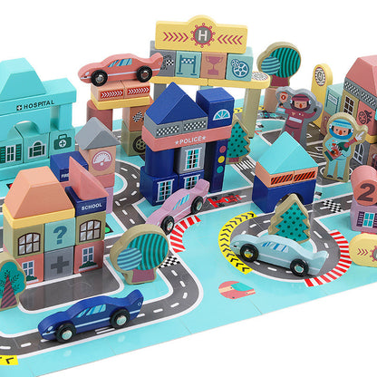 Racing street scene assembling educational toys