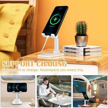 Foldable Desktop Phone & Tablet Stand - Adjustable Height Holder Cell Phone Stand Desktop Holder Tablet S | Ectron Online