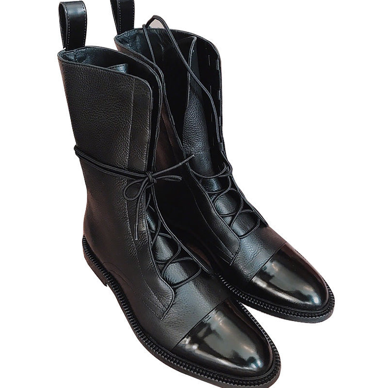 Rough Low-Heeled Handsome Motorcycle Martin Boots