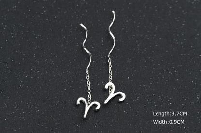 Personality 12 Constellation Ear Line Temperament Wave Ear Chain Earring