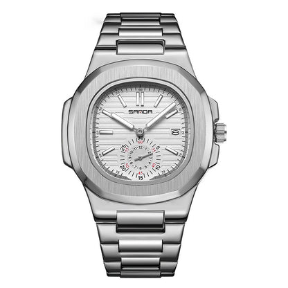 Men's 7020 Steel Belt Watch Steel Belt Luminous Calendar Quartz Watc | Ectron Online