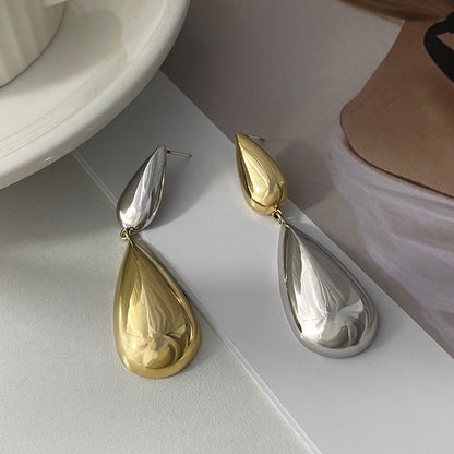Contrast Color Glossy Water Drop Asymmetric Earrings