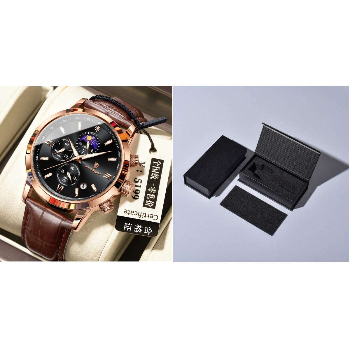 Men's Moon Phase Multi-function Chronograph Watch Men's Watch With Moon Phase And Multi-fu | Ectron Online