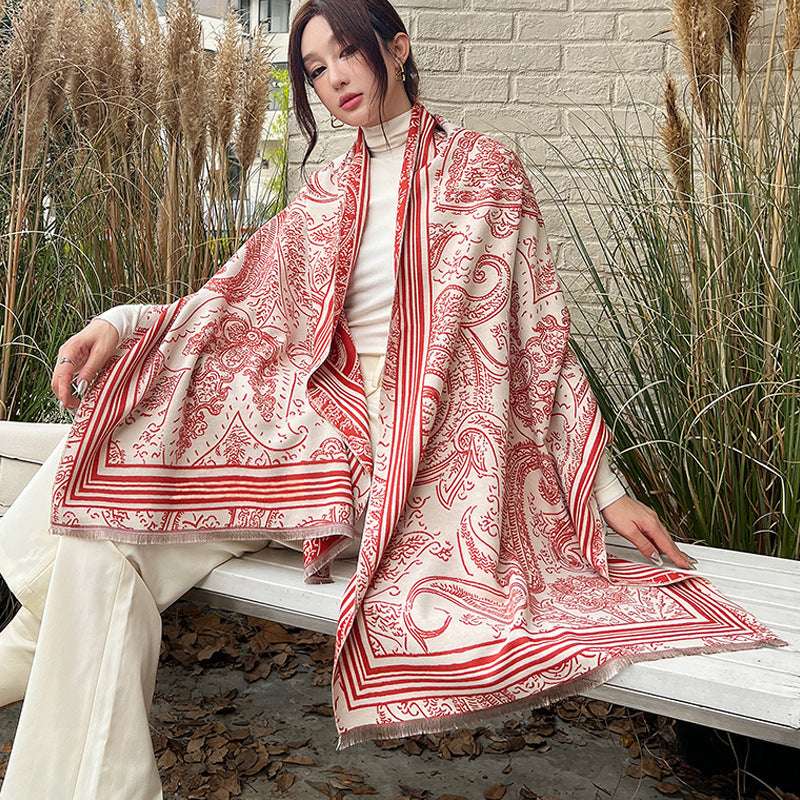 Women's Versatile Thickened Warm Cashmere Scarf Female Versatile Fashion Thickened Warm Cashmere Scarf | Ectron Online