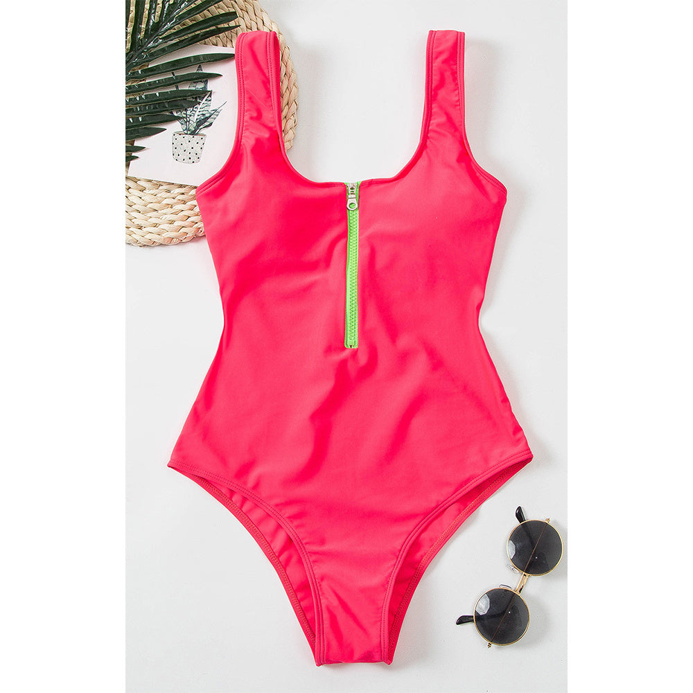 Women’s Zipper One-Piece Swimsuit – Sexy Printed Swimwear Ladies zipper sexy one-piece printed swi | Ectron Online