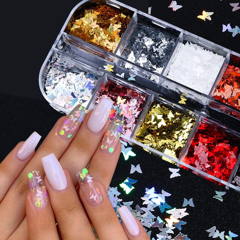 Symphony Butterfly Nail Sequins - Elegant Nail Art Symphony butterfly sequin nail decoration | Ectron Online