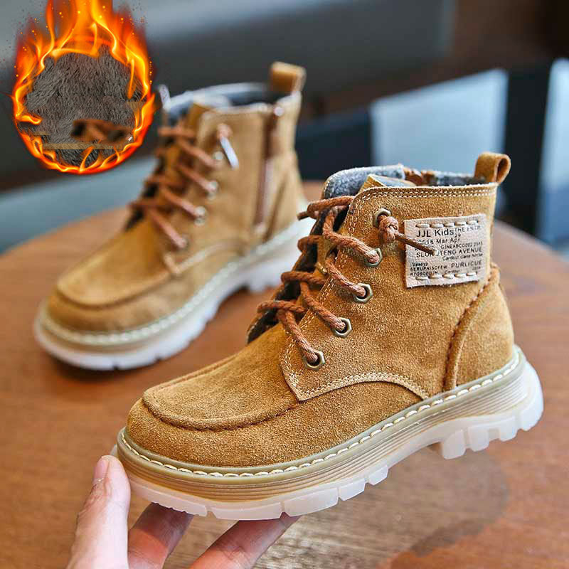 Fashionable Kids' Leather & Velvet Martin Boots Children's New Martin Boots Leather And | Ectron Online