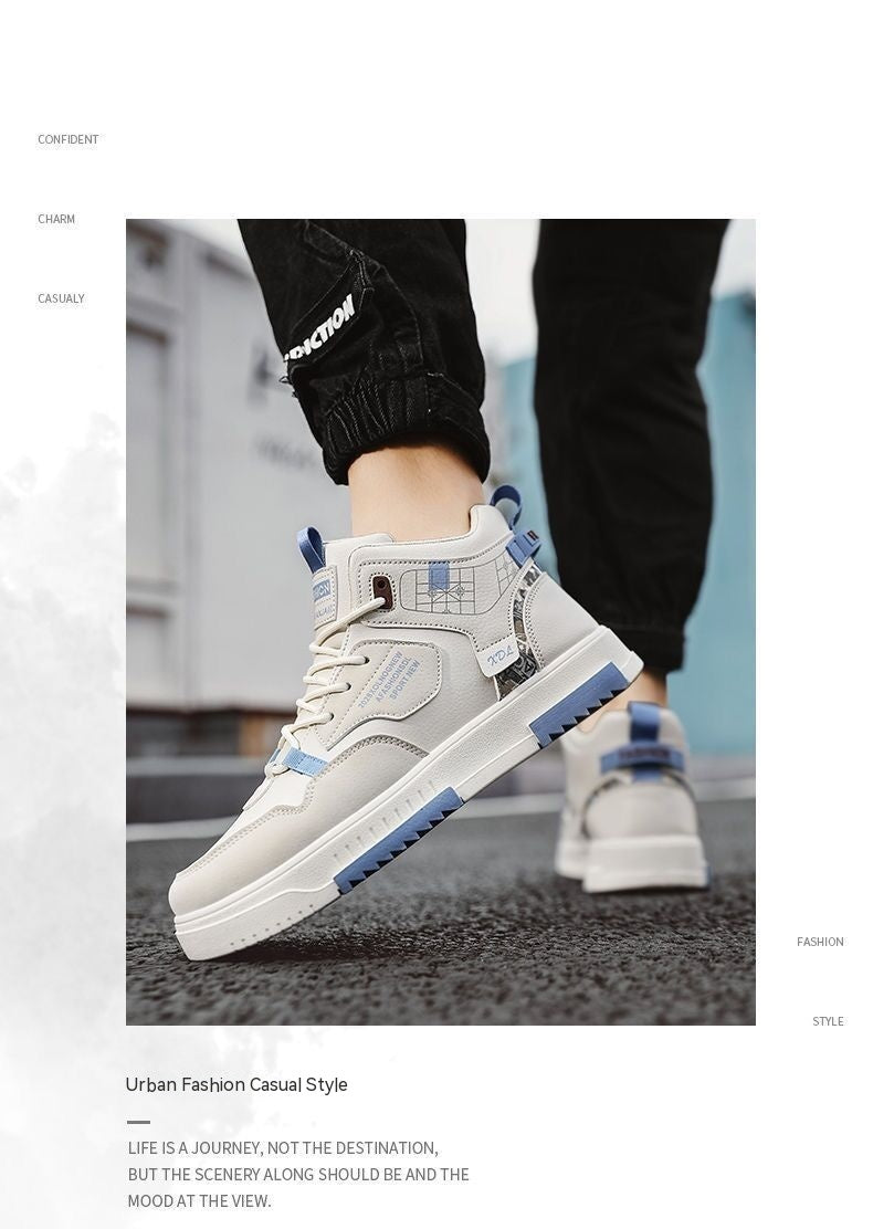 High-top Shoes Men's Flat Sneakers Trendy Versatile Student Casual Shoes Pumps