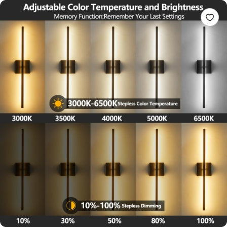 Modern LED Wall Sconce (2-Pack) - Minimalist Black Wall Light