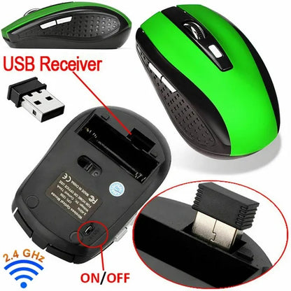 Wireless optical mouse base with USB receiver plug and ON/OFF switch