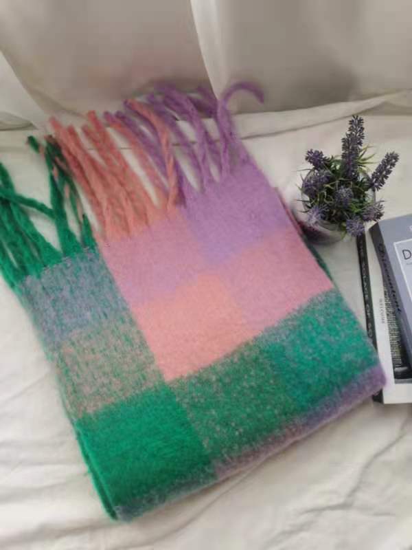 Women's Autumn Colorful Striped Warm Cashmere Plaid Scarf Scarves | Ectron Online