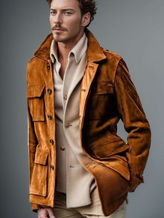 Men's Cowhide Leather Trench Coat Regular Men's Cowhide Casual Coat And Tr | Ectron Online