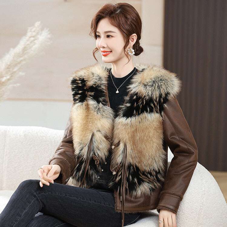Middle-Aged Women's Leather Coat Middle-aged Women's Clothing Winter Leat | Ectron Online