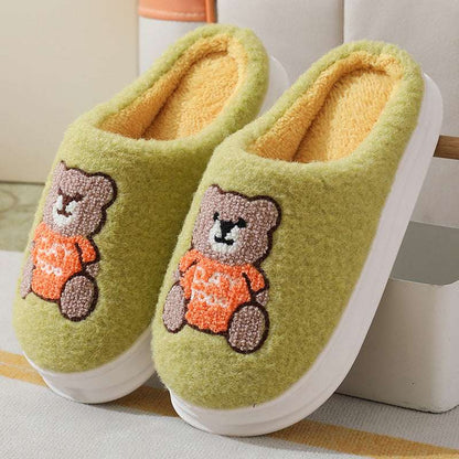 Cartoon Bear Woolen Slippers – Women’s Winter Thick-soled Shoes Lovely Cartoon Bear Woolen Slippers For | Ectron Online