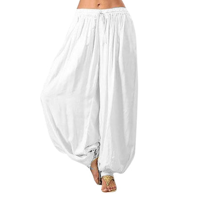 Solid Color Loose Large Size Elastic Band Wide-leg Pants