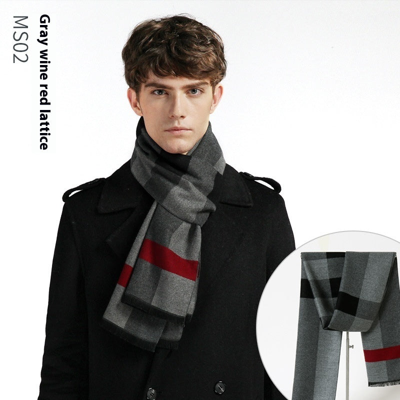 Simple Plaid Warm Keeping Artificial Cashmere Scarf Men's Scarves | Ectron Online