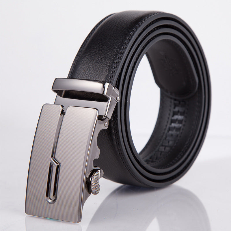 Leather automatic buckle belt