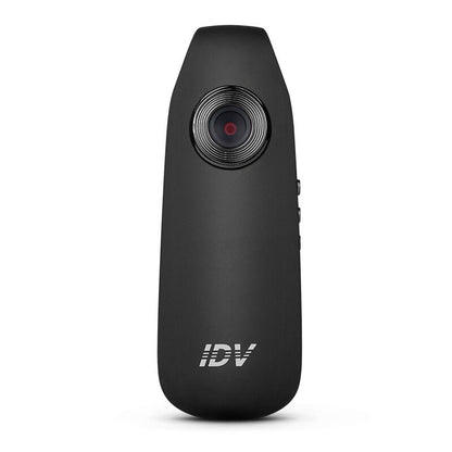 Black camera with 'IDV' branding on a white background
