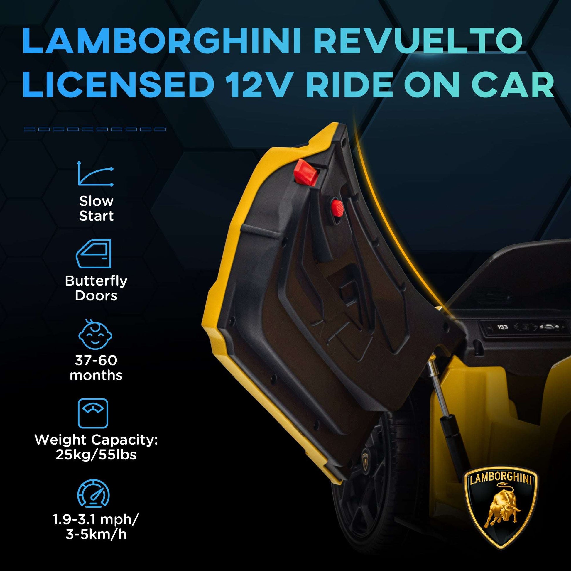 Licensed Lamborghini Revuelto Kids Car - 12V w/ Hydraulic Doors Lamborghini Revuelto Licensed 12V Kids R | Ectron Online