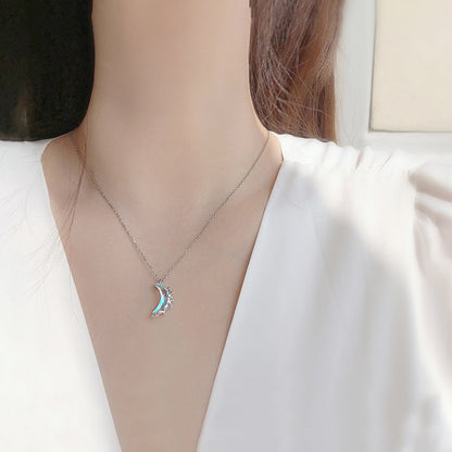 925 Pure Silver Moon Spring Small Crowd Clavicle Chain