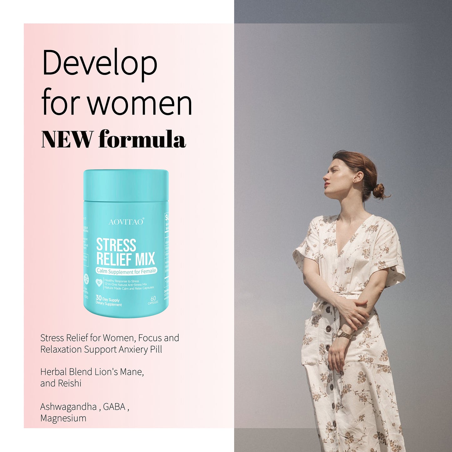 Ashwagandha for Women - Stress Relief & Focus Supplement with L-Theanine