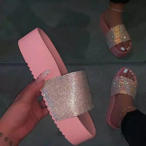 Thick bottom rhinestone home slippers Thick bottom rhinestone home slippers | Ectron Online