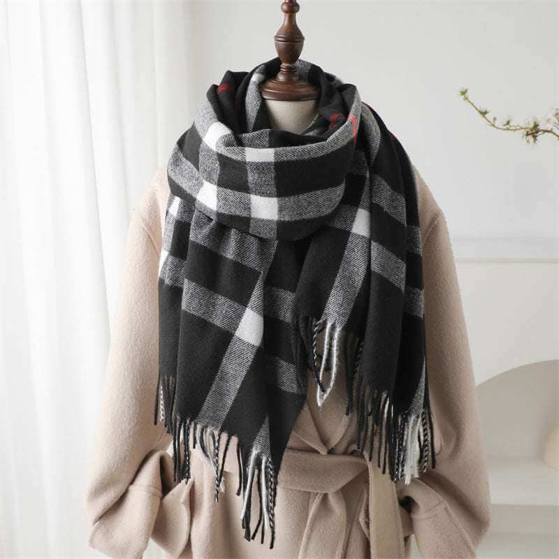 Cashmere-like Plaid Warm Shawl Scarf Unisex All-matching