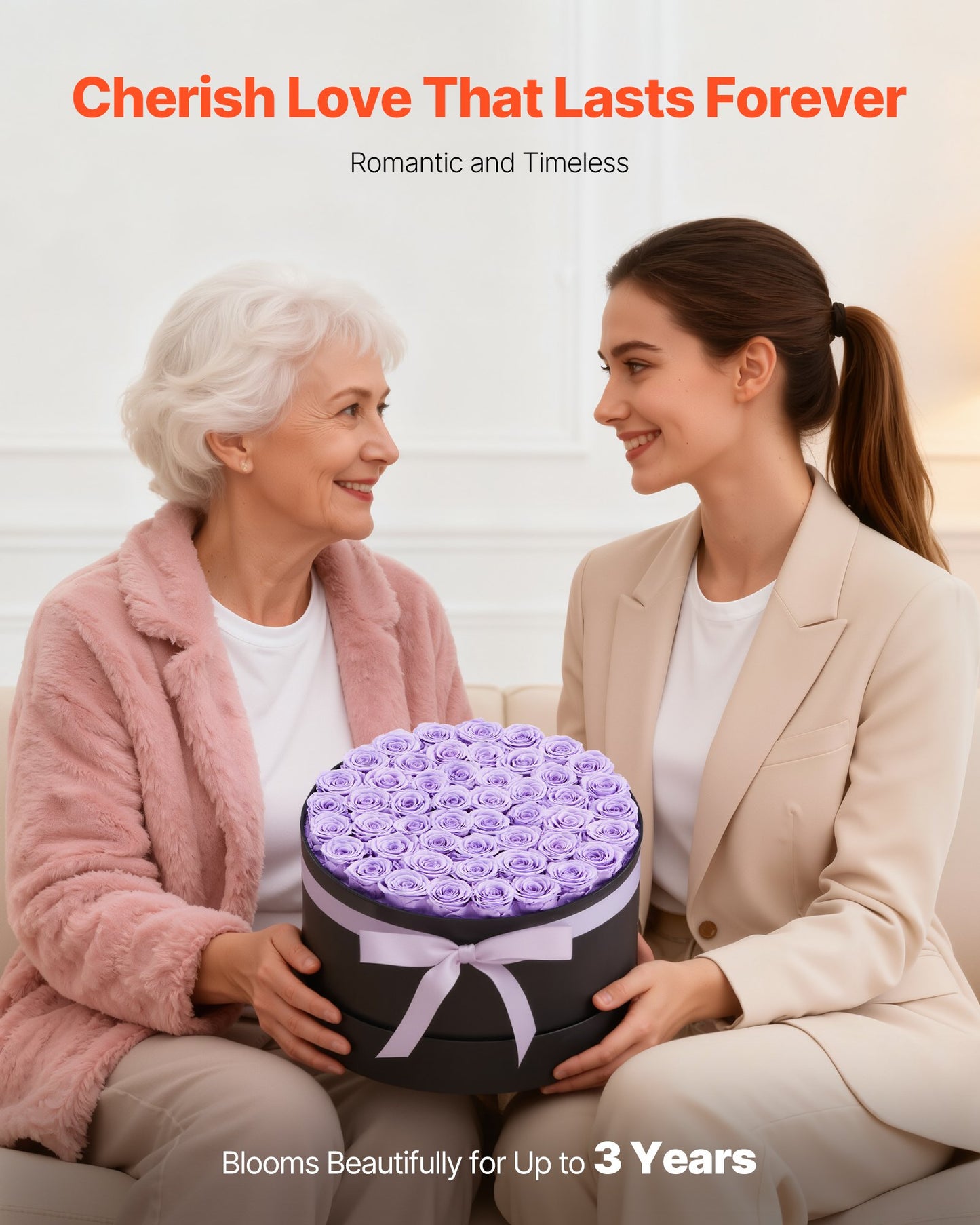 50 Real Preserved Roses in a Box