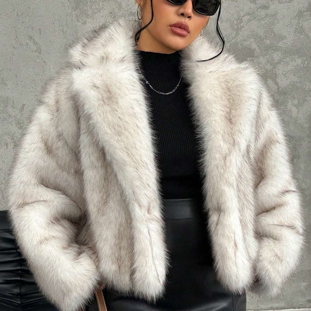 Fox Fur Thick Warm Short Coat - Long Sleeves & Luxury Fox Fur Thick Warm Long Sleeves Short Co | Ectron Online