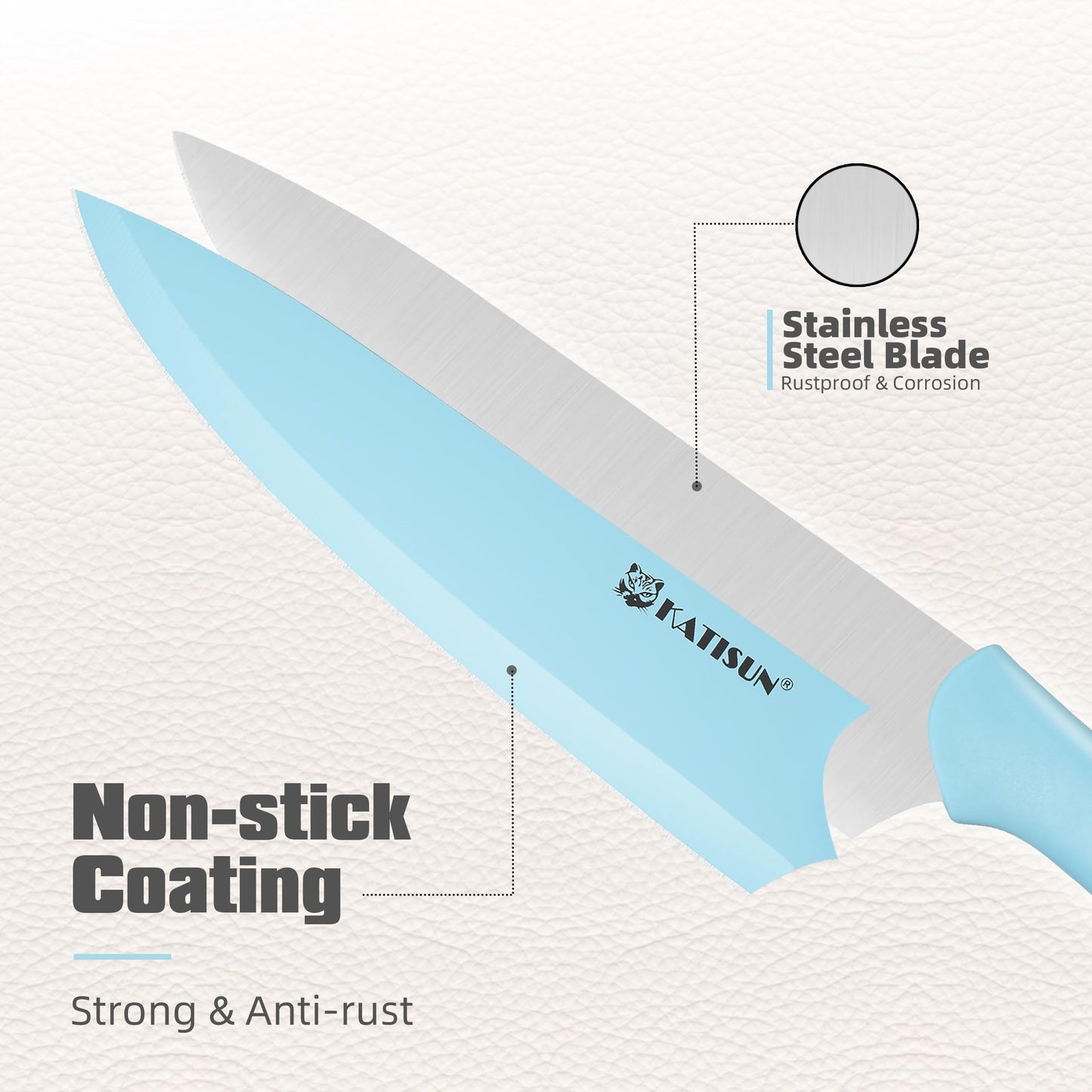 14-Piece Blue Non-Stick Kitchen Knife Set | Anti-Rust & Dishwasher Safe